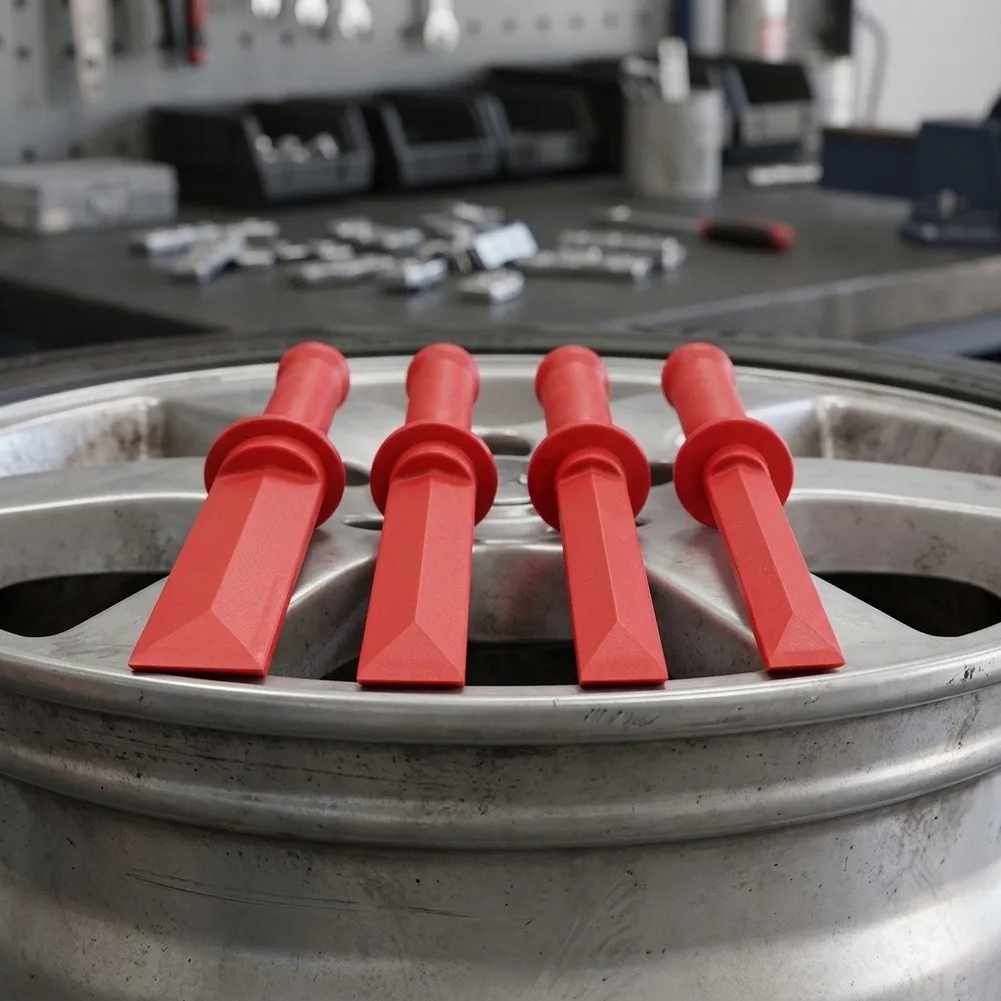 Nylon Tire Balance Weight Removal Tool Set with Four Blade Widths and Comfortable Grip for Safe Use on Wheel Rims