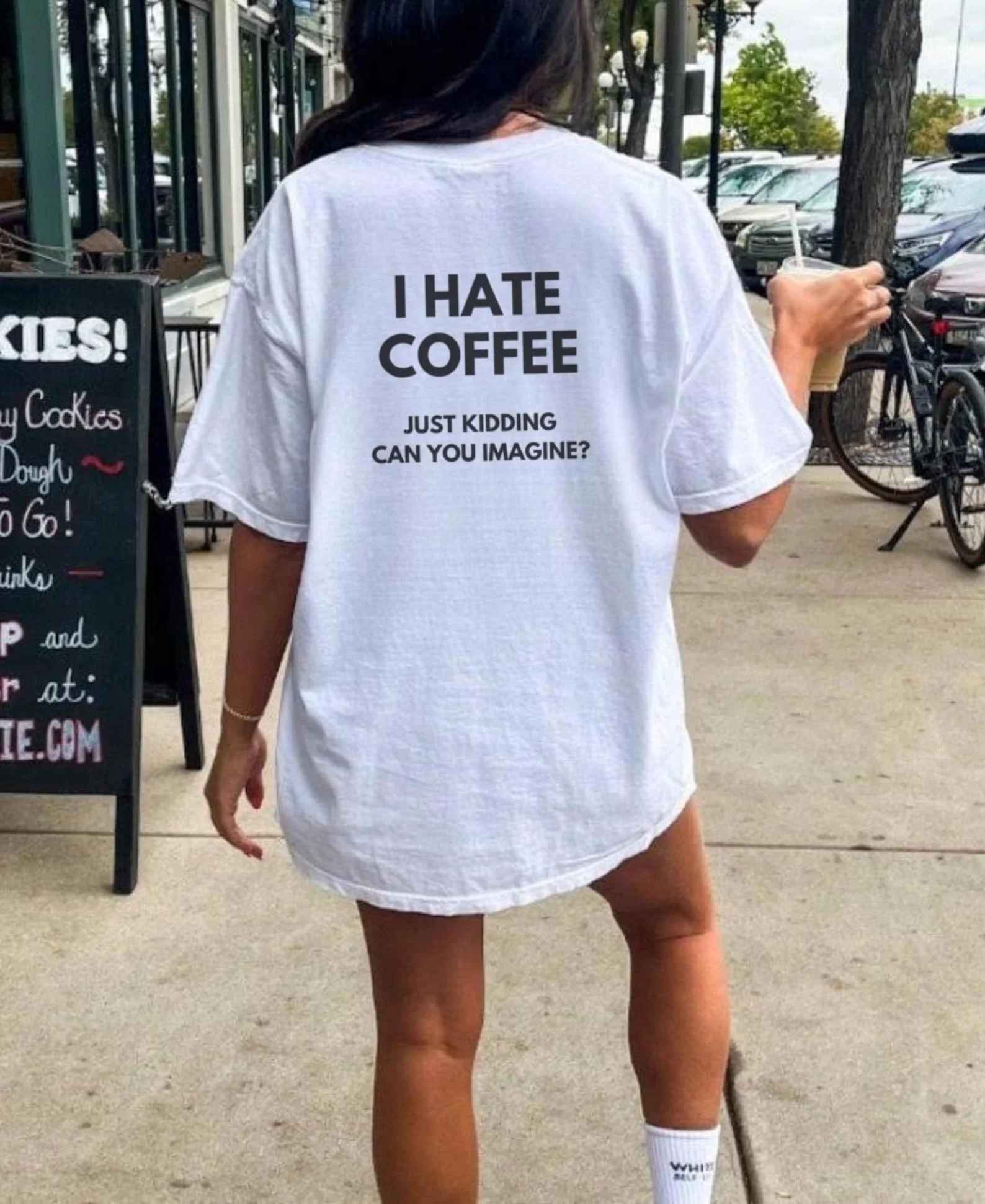 Skuggnas I Hate Coffee Just Kidding T-Shirt Funny Coffee Lover Tee Sarcastic Caffeine t shirts Cotton Fashion shirt Drop Ship