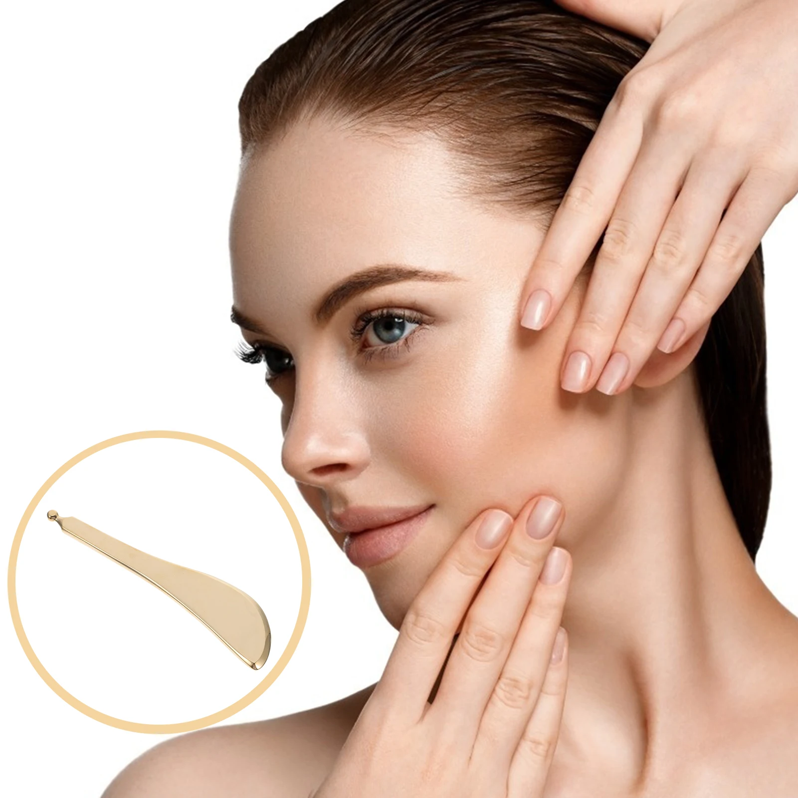 

1Pcs Pure Copper Scraping Bar Gua Sha Board Light Massage Tool for Face Eye Limbs Body Circulation Relief Gua Sha Board