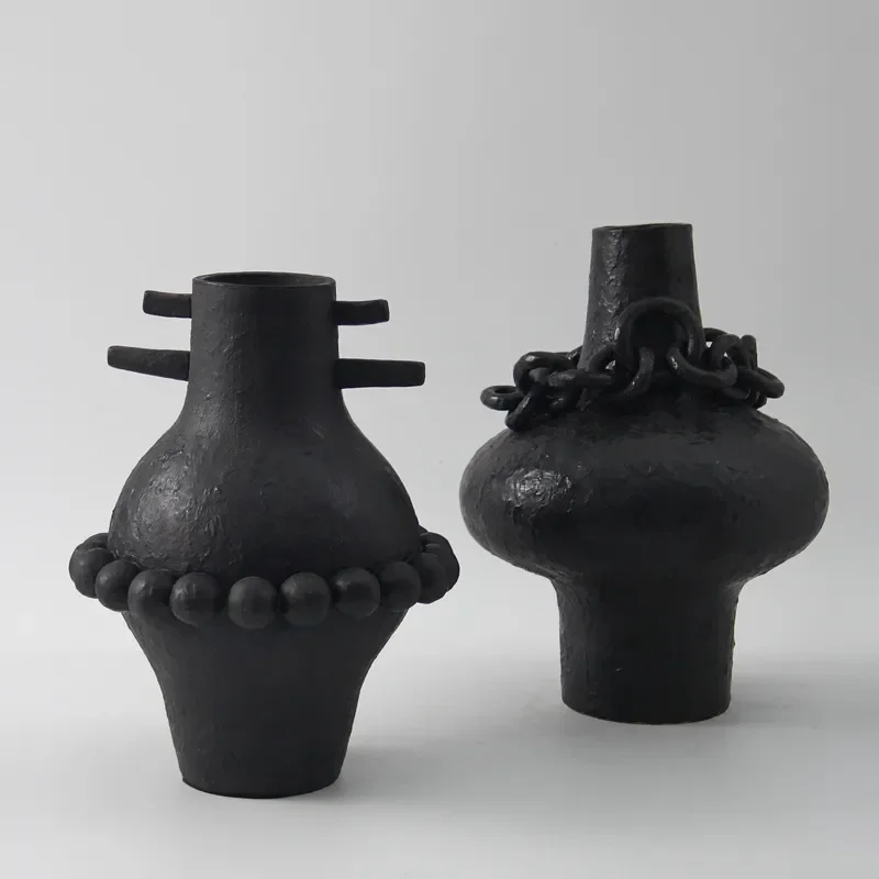 Retro Wabi Sansan Ceramic Vase Special Shaped Chain Flower Arrangement Home Decor Ornament for Living Room Porch Soft