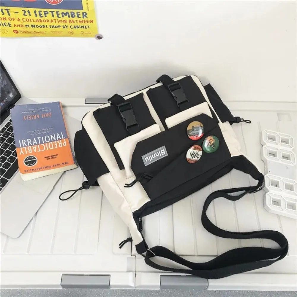 

Large Capacity Men Crossbody Bag Japanese Style Harajuku Nylon Postman Bag Square Lightweight Casual Messenger Bag Boys