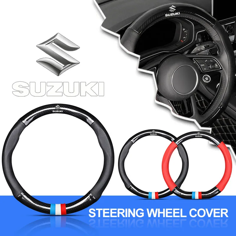 

Car Steering Wheel Cover Breathable Anti Slip PU Leather Steering Cover For Suzuki DZire IGNIS Alto Spacia Jimmy VITARA SX4