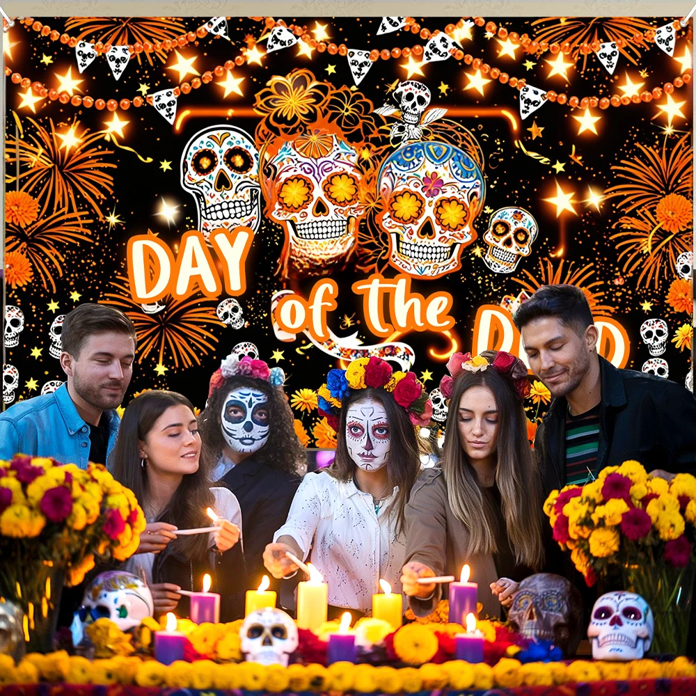 Mexican Katrinas Decoration Day Of The Dead Banner Mexican Dia DE Los Muertos Background Mexico Party Decor Support Customized