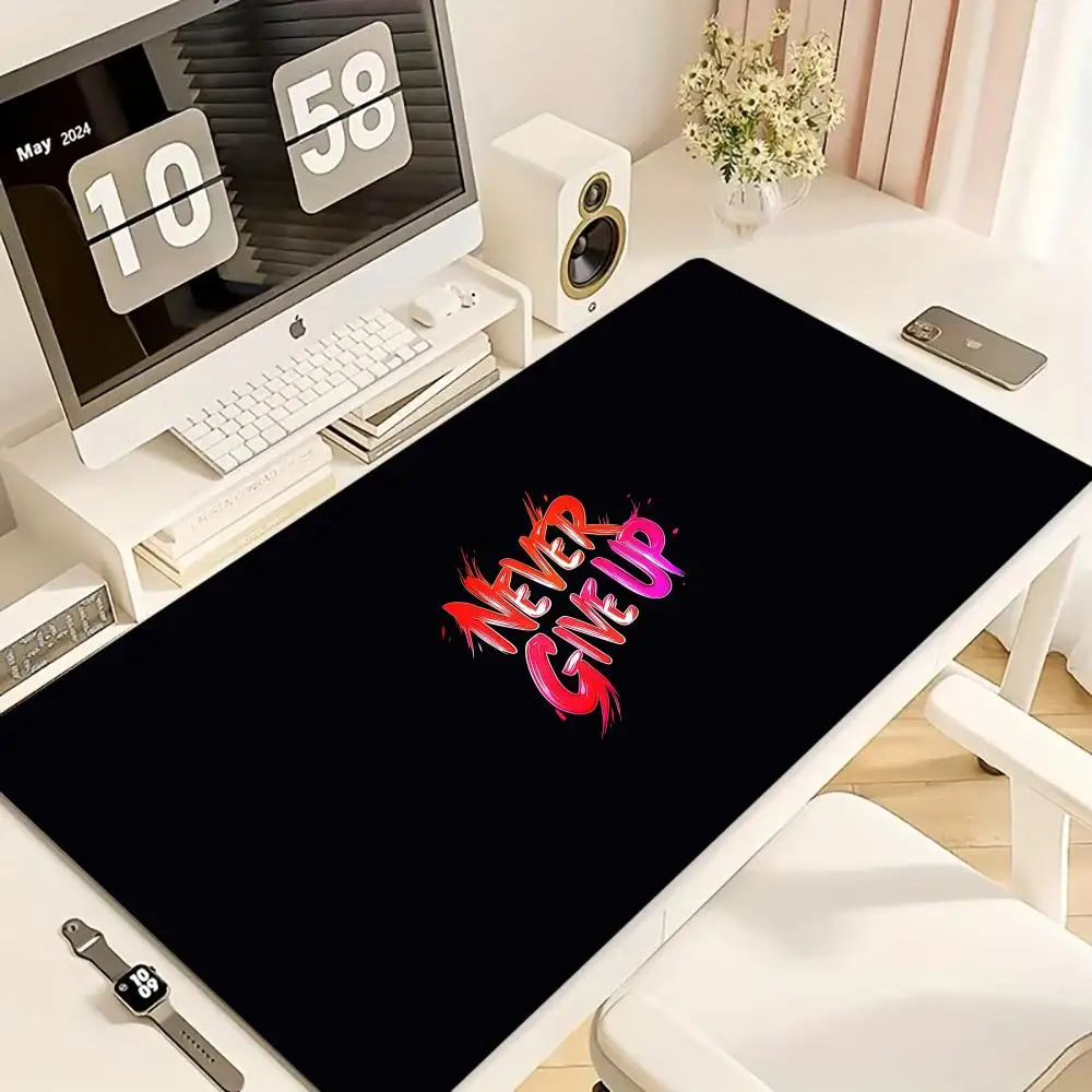 

Коврик для мыши Never Give Up XXL, компьютерные аксессуары, офисные игровые настольные коврики, противоскользящие коврики для игровой клавиатуры, коврики для мыши XL, настольные коврики 400X900