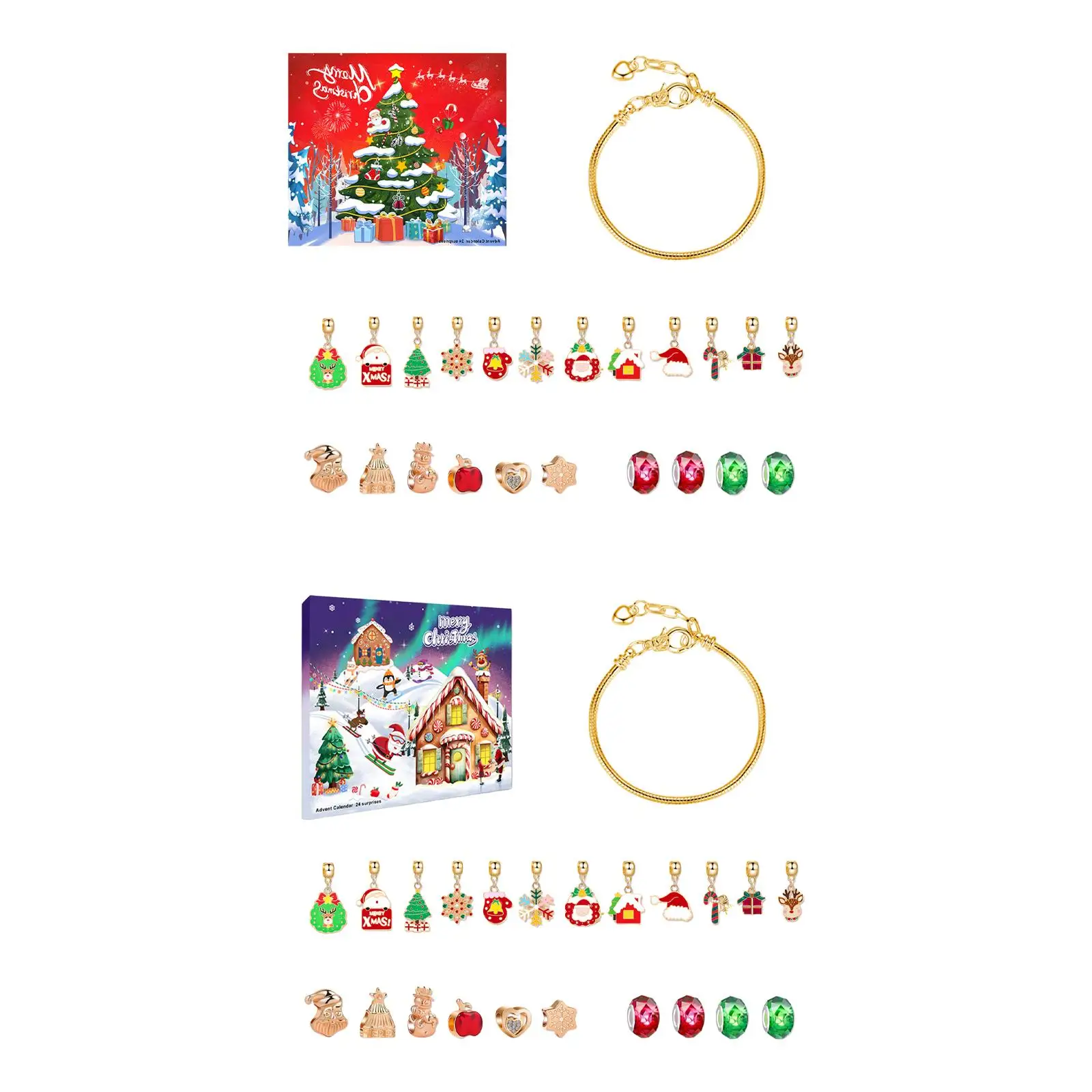 

Christmas Advent Calendar Bracelet Christmas Surprise Beads Pendants DIY Jewelry Making Kit Xmas Advent Calendar Xmas Gift