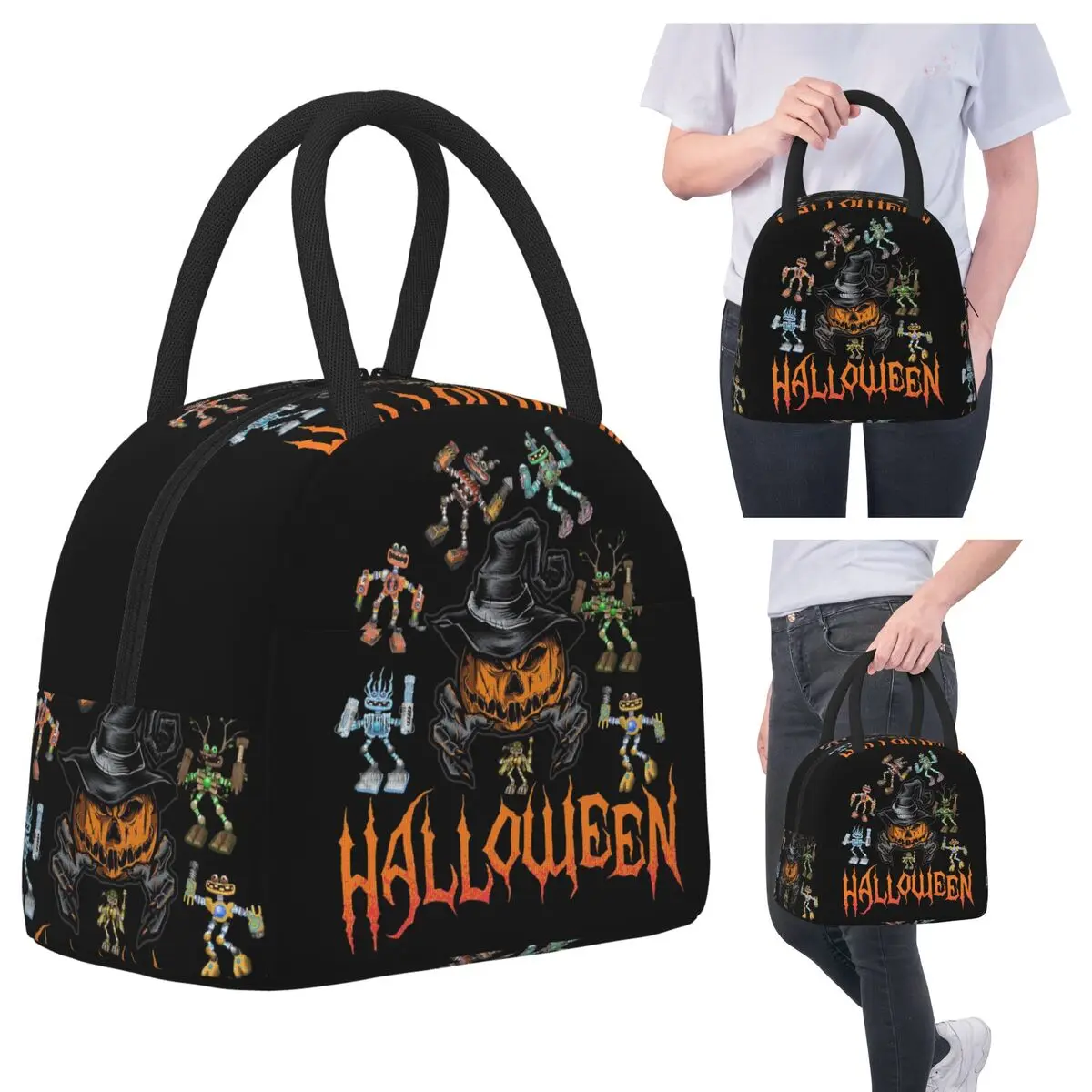 

Wubbox My Singing Monsters Halloween Lunch Bags Insulated Bento Box Waterproof Lunch Tote Leakproof Picnic Bags Cooler Bag