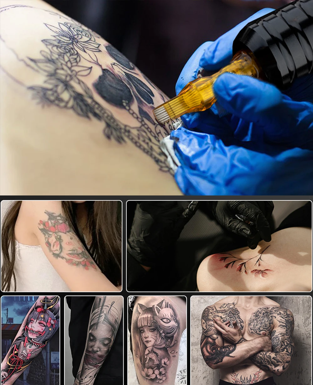 YILONG 50PCS Mixed yellow needle Tattoo Cartridges Needles Disposable With Membrane Professional For Tattooist Supply