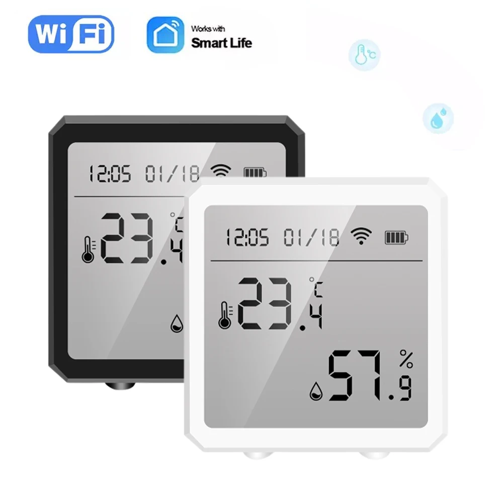 Wireless Smart Life WIFI Thermostat Hygrometer Sensor LCD Display WIFI Indoor Humidity Temperature Detection Sensor