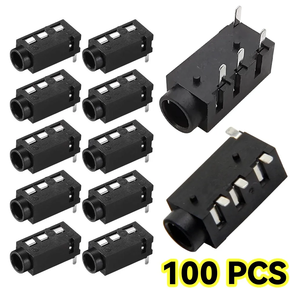 10-100PCS PJ-320A 3.5MM Jack Female Audio Connector 4Pin Vertical / Patch DIP Headphone Audio Jack Socket PJ320A Audio Interface