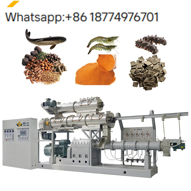 Food Grade Stainless Steel 304 Material Dog Food Production Line Fish Feed Pellet Twin Screw Extruder Shrimp Processing Line