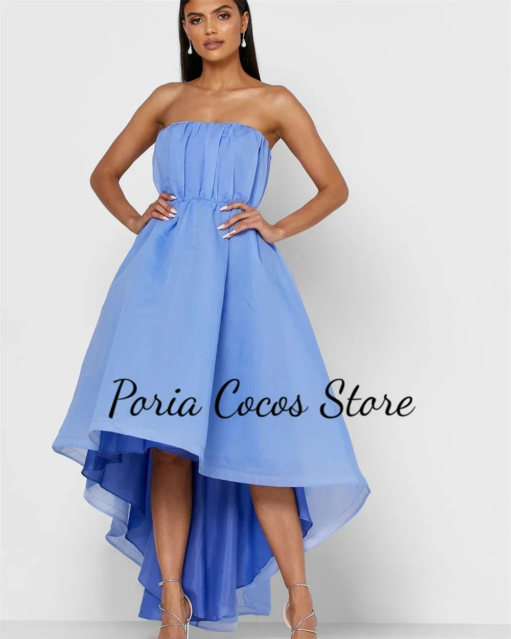 Customized Simple Prom Gown Backless Elegant Solid Color Strapless Exquisite High Quality Occasion Party Evening Dress for Women