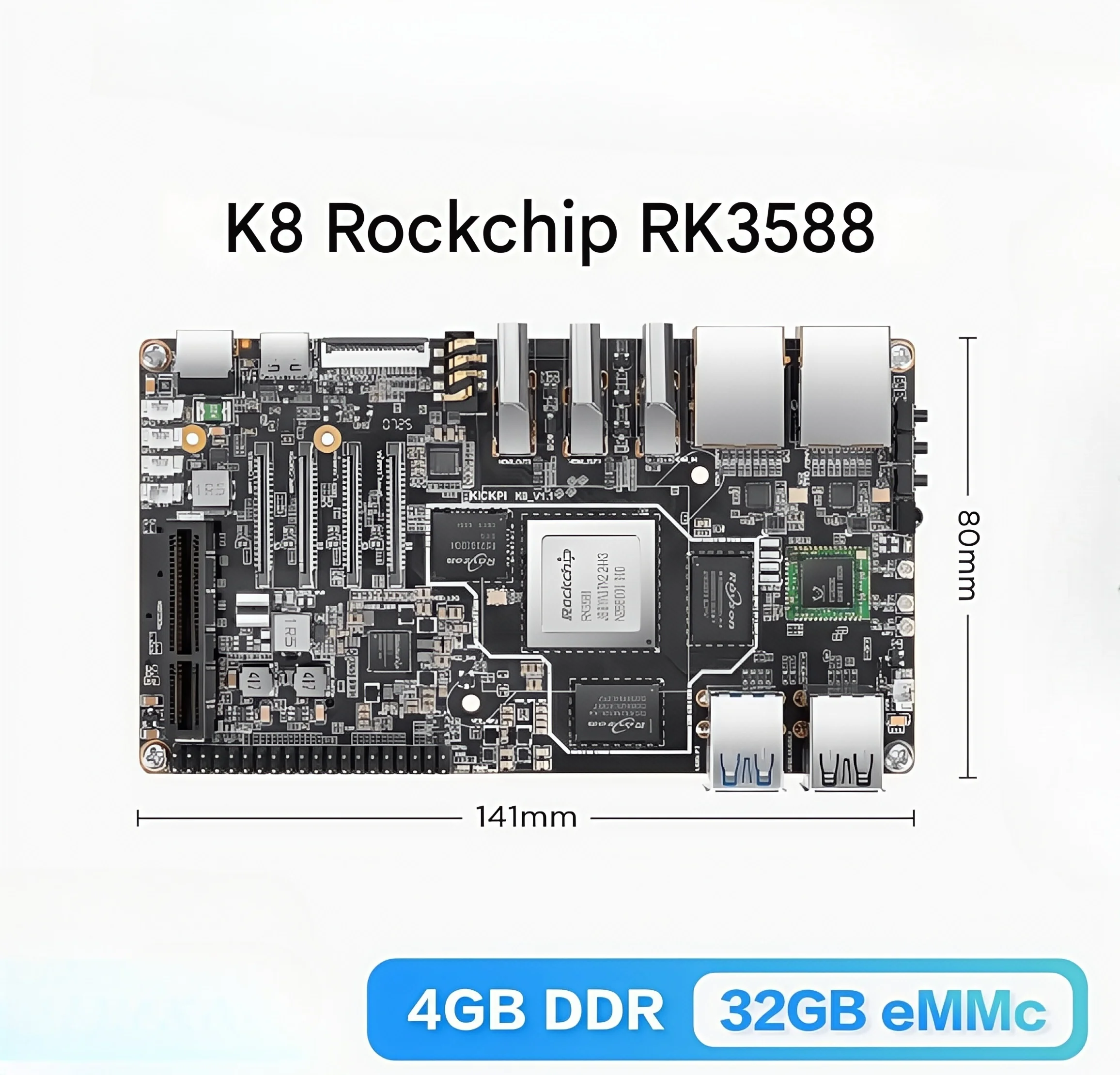 

Плата разработки Kickpi K8 Rockchip RK3588, основная плата, восьмиядерный процессор, искусственный интеллект, вычислительная мощность 6 TOPS, AI, Android, Linux
