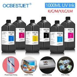 6x1000ml LED UV Ink For Epson L800 L805 R290 1390 1410 1500W R1900 R2000 R3000 XP600 XP300 For DX5 DX7 Printhead Printer Ink