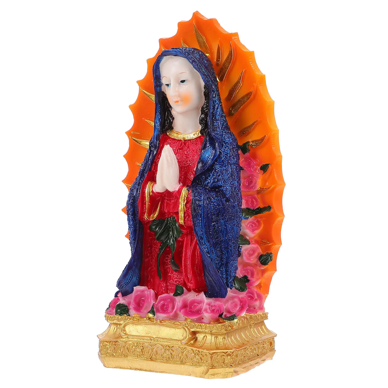 

Virgin Mary Resin Craft Statue Desktop Ornament Easter Home Decoration Exquisite Tabletop Virgin Mary Decor Scene Layout Decor