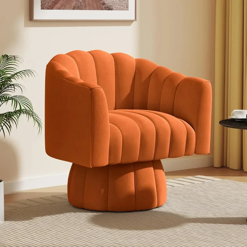 Accent Chair Mid Century 360 Degree Swivel Chair,Modern Lounge Sofa Round Barrel Chair with Wide Upholstered