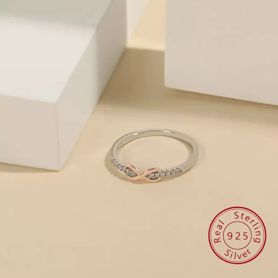 S925 فضة القوس 8 خاتم المرأة الأكثر مبيعا المتخصصة تصميم فاخر مستوحاة لانهائي الحب الدائري السبابة البنصر #3