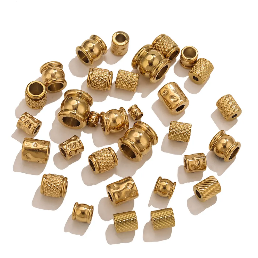 10/20PCS Edelstahl Runde Mesh Twill Große Loch Spacer Perlen für DIY Halsketten Armbänder Schmuck Machen Materialien Erkenntnisse