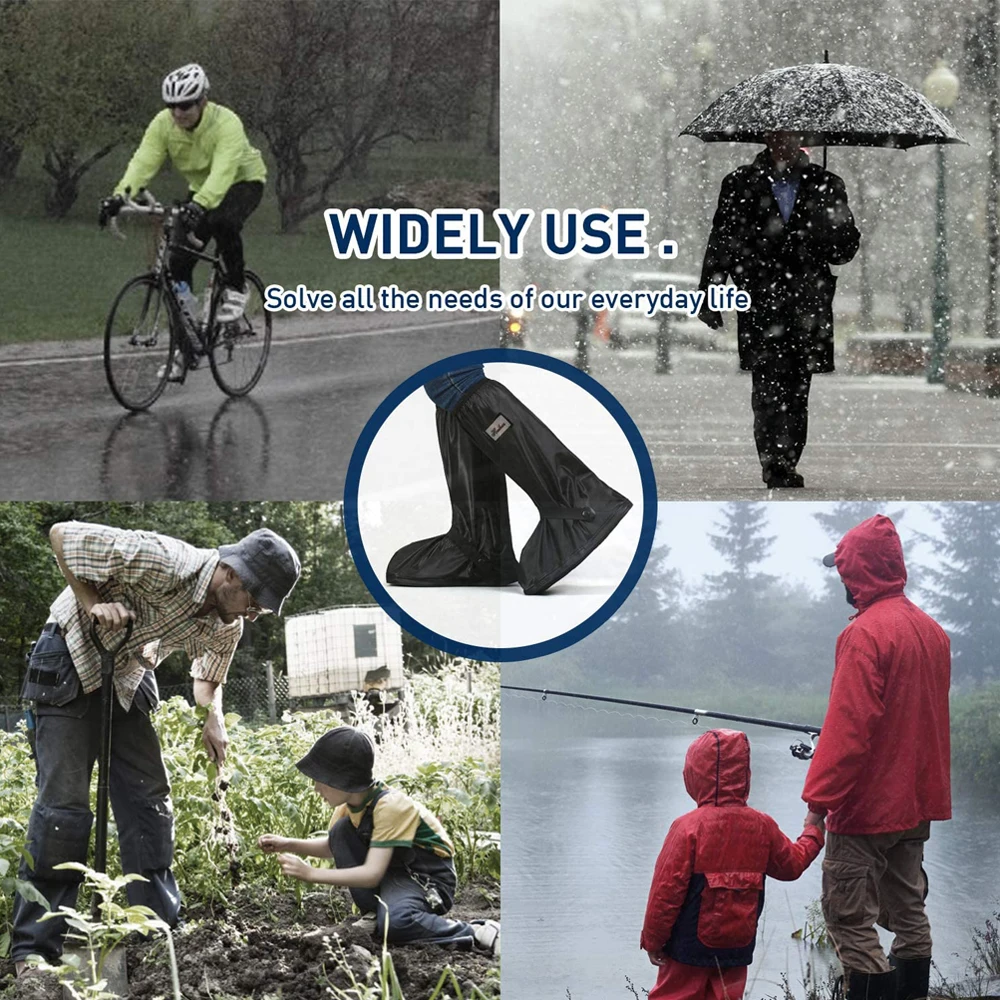 Waterproof Rain Shoe Cover with Reflector Reusable Non-Slip Boot Covers Woman Man Cycling Shoes Protectors For Rainy Snowy Day