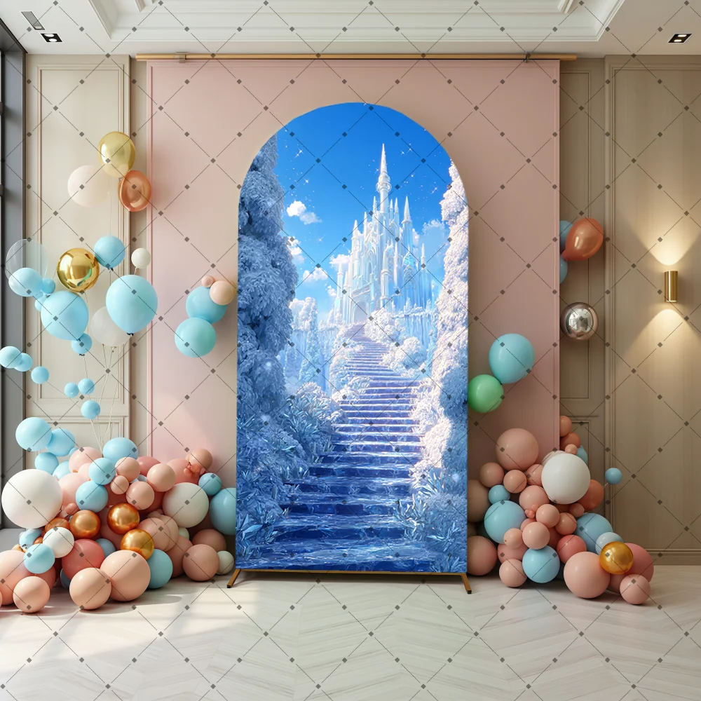 Frozen Castle Arch Backdrop Cover Princess Baby Birthday Party Decor Winter Snow Freeze Chiara Photography Background
