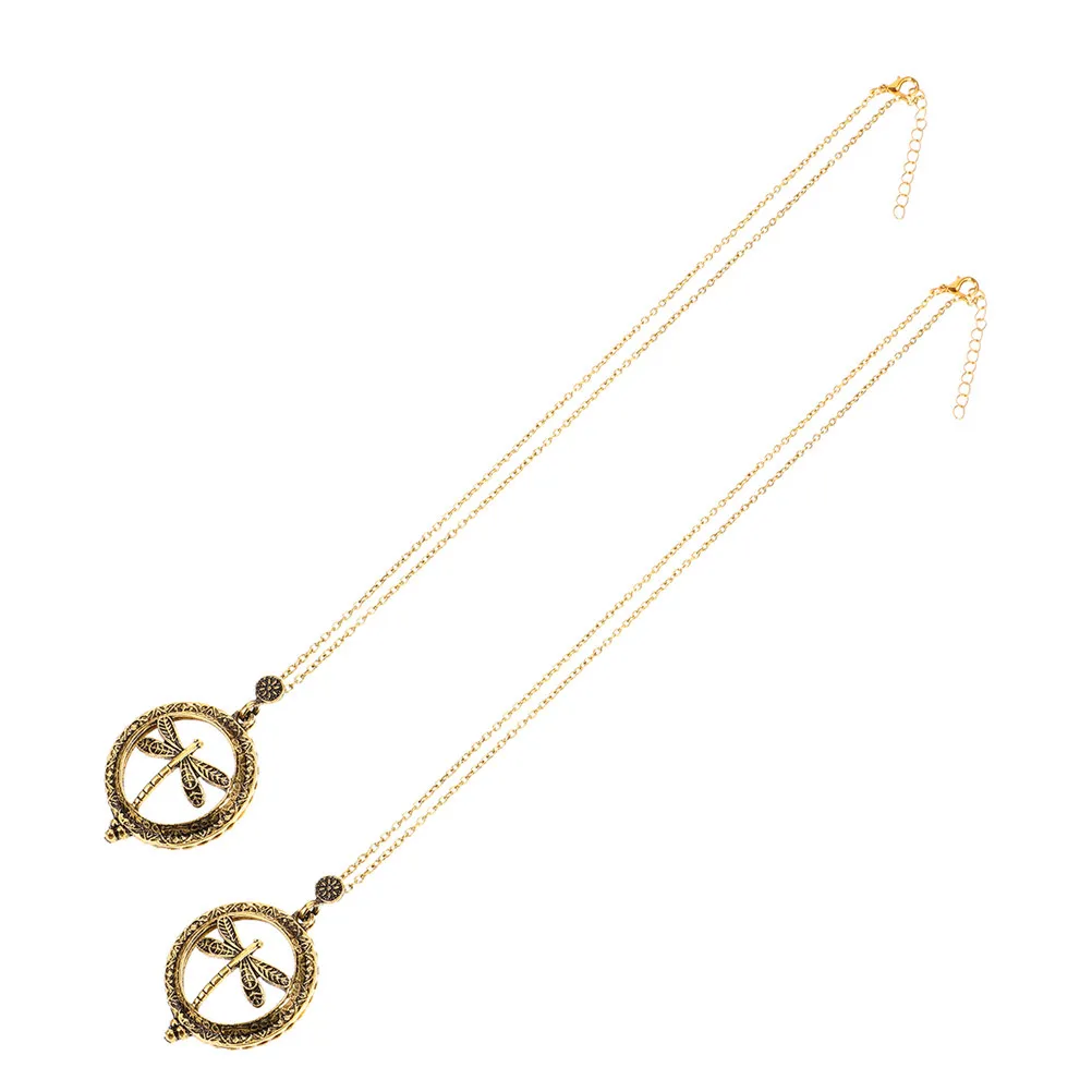 2Pcs Vintage Dragonfly Pendant Necklace Hollow Hollow 5X Magnifier Necklace Jewelry for Women Trendy Dragonfly Jewelry