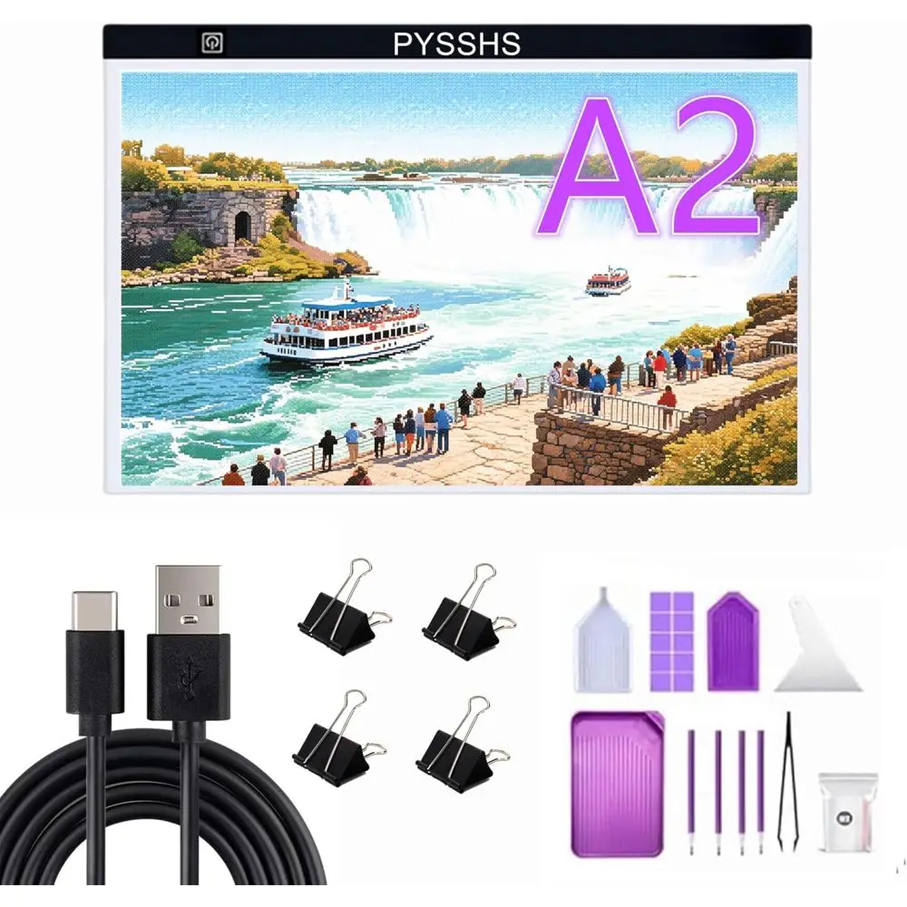 

Светодиодный планшет A2 с питанием от USB для рисования и копирования - 3 уровня яркости, в комплекте с зажимами и инструментами для DIY-творчества