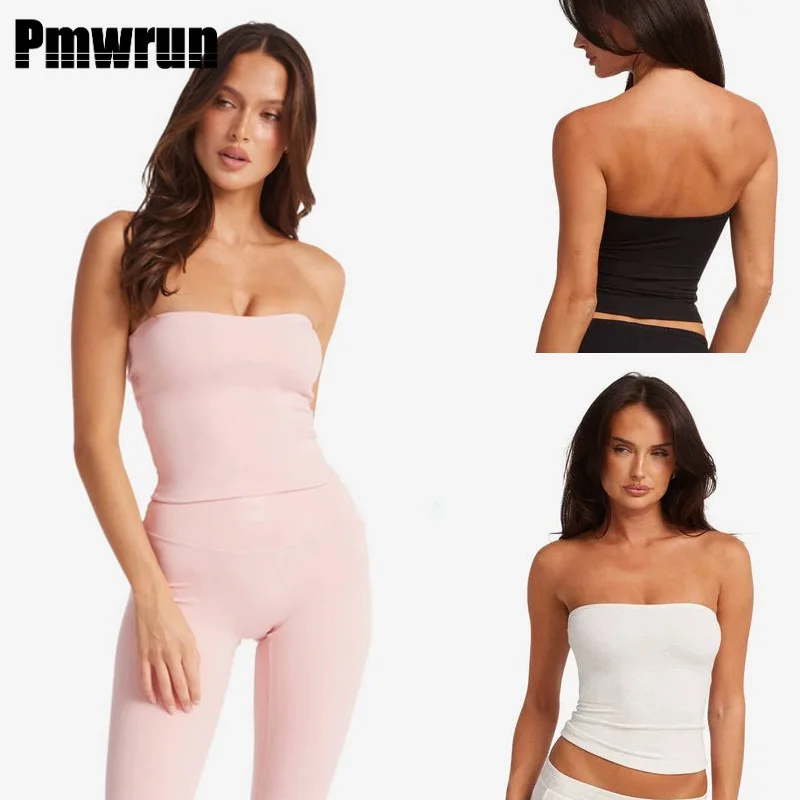 

PMWRUIN, комплект из 2 предметов для йоги для женщин, топ без бретелек, леггинсы, дышащий эластичный костюм для фитнеса и тренировок для тренажерного зала, йоги, бега