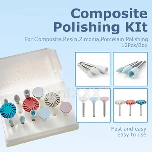 12pcs/box RA Handle Polishing Combo Set, 9 silicone rubber grinding heads＆ 3 cyclone wheels, coarse/fine/mirror polishing