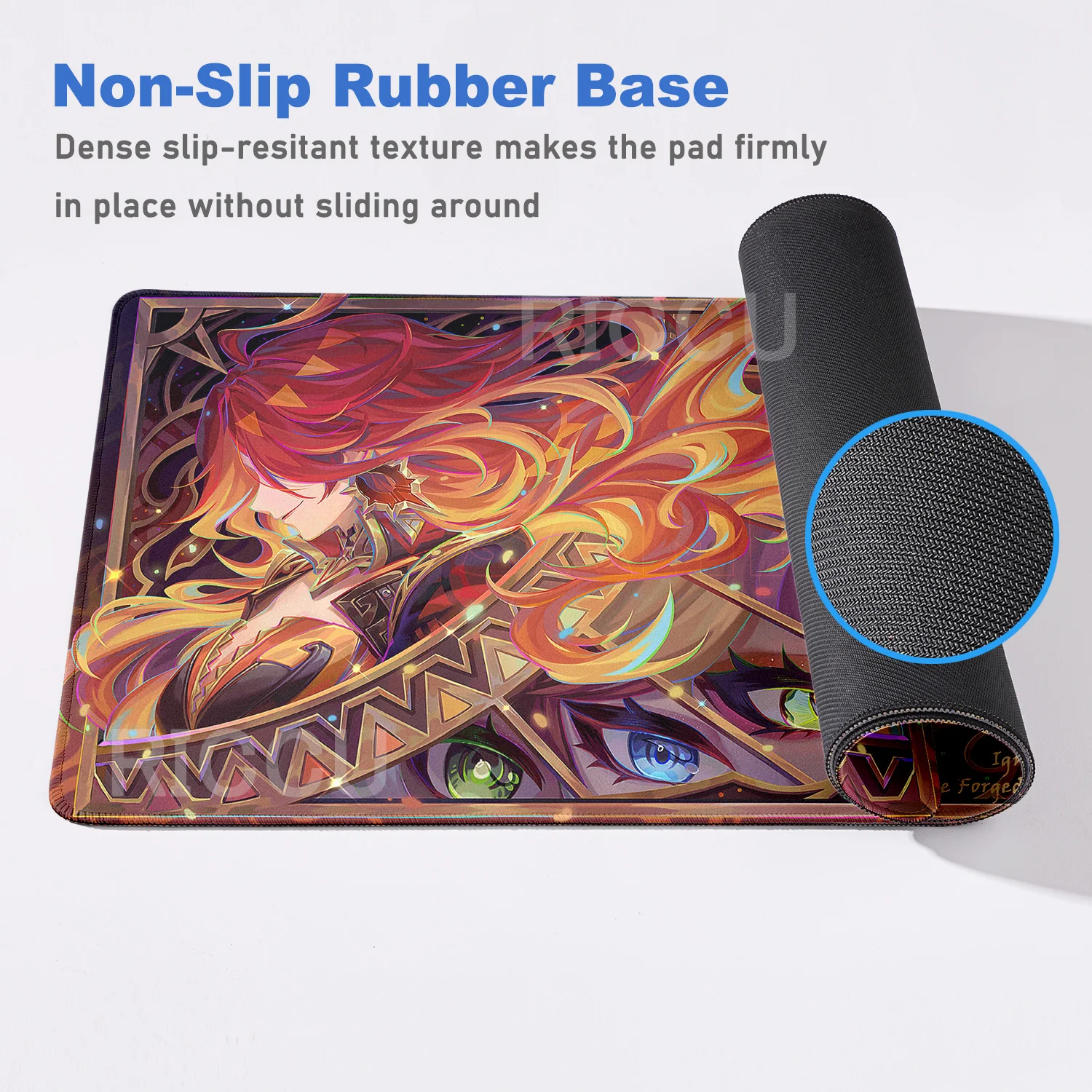 PC Genshin Impact Mavuika لوحة مفاتيح ميكانيكية مطبوعة عالية الوضوح XXL ملحقات حواف القفل لوحة الماوس Hentai E-Sports