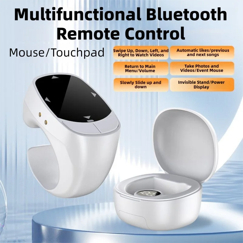 Touchscreen Bluetooth Air Mouse, Remote Page Turner for TikTok, Novels & Photos, Invisible Stand for iOS Android Phone Tablet