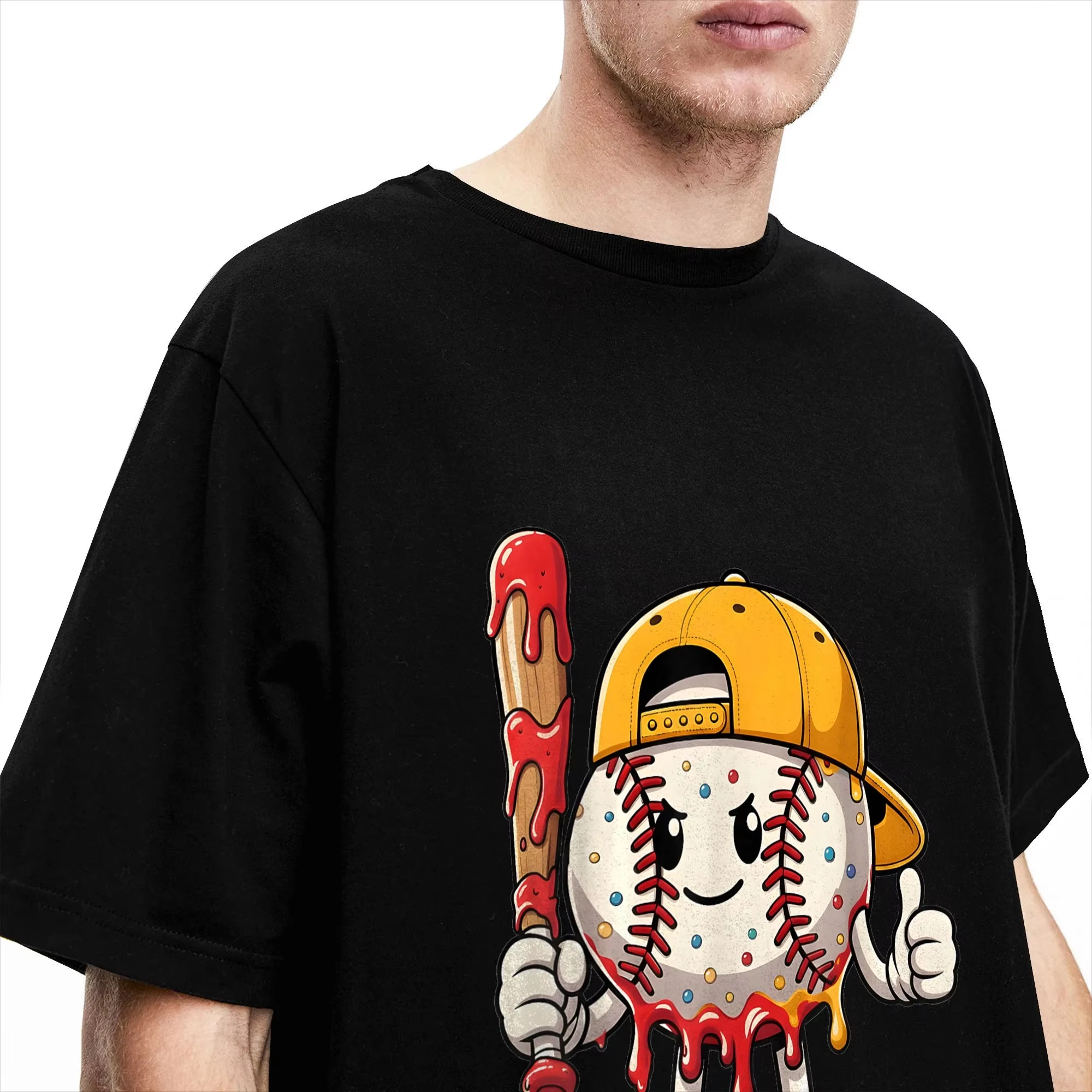 Baseball Drip Gifts Baseball Life Style Cotton T Shirt For Men Summer Streetwear Fashion Graphic Short Sleeve Unisex Tee