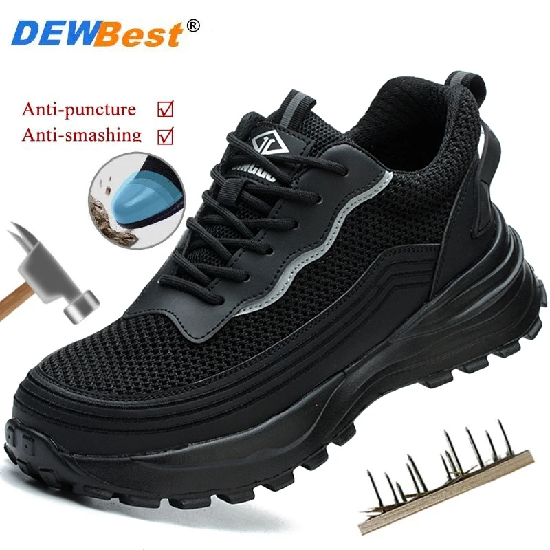 

Lightweight breathable shoes men's mesh anti-smash anti-puncture safety shoes steel head construction site work safety shoes