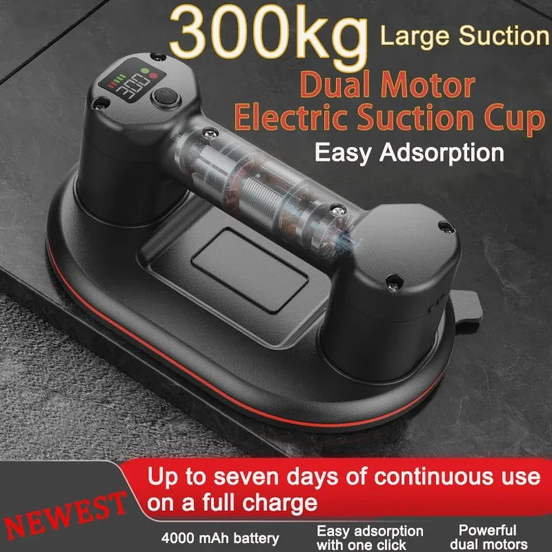 300KG Load Industrial Grade Electric Vacuum Suction Cup Heavy Duty Vacuum Lifter for Granite Tile Glass Stone 4000mAh Battery