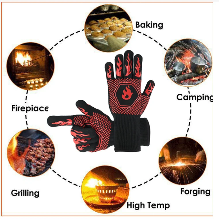 

Высокотемпературные защитные перчатки — моющиеся в машине огнестойкие перчатки, коврик для выпечки, нескользящий дизайн, подходит для приготовления барбекю