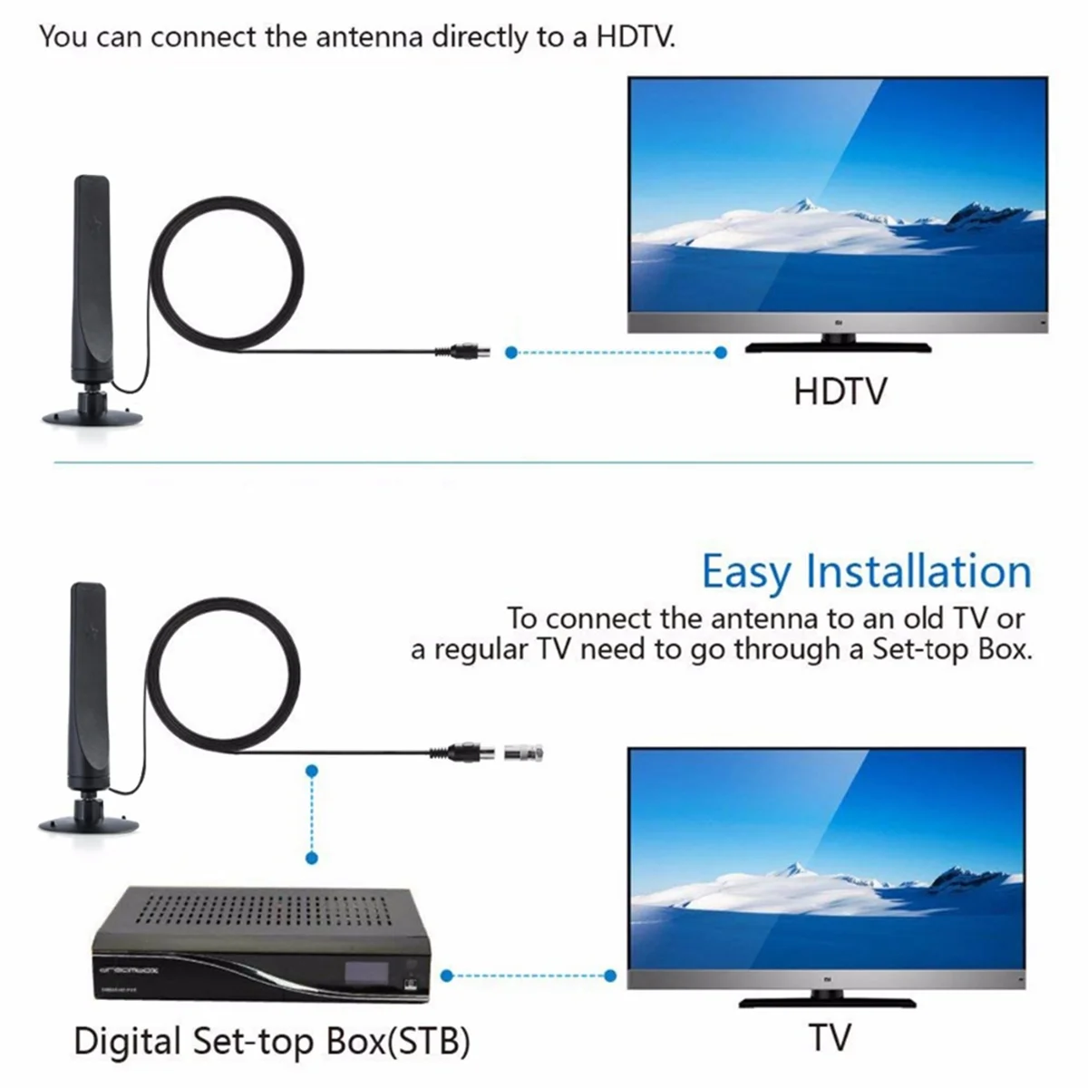 1080P Indoor Digital TV Antenna 1Pcs Booster Active Signal Receiver Amplifier TV Antenna HDTV Mini DVB-T2 AntennaN01R