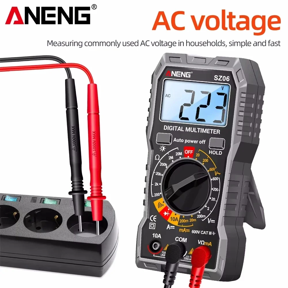 ANENG SZ06 2000 Count Smart Digital Multimeter AC/DC Voltage Meter DC Current Ohm Tester Electric Tools Measuring Device