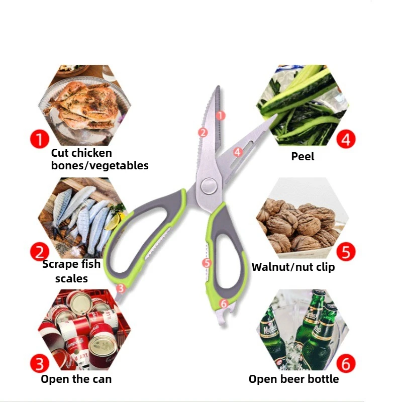 Stainless Steel Household Special Scissors Removable Magnetic Suction Cylinder Food Scissors Refrigerator High Hardness Sharp view 4