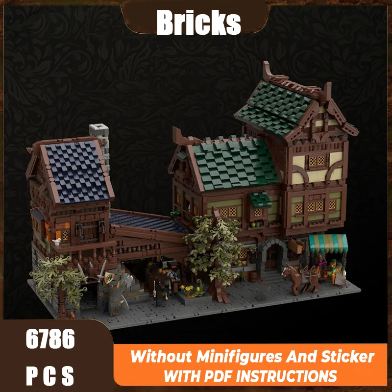 

Exquisite new product MOC building block model medieval commercial street technology modular children's toy DIY assembly set