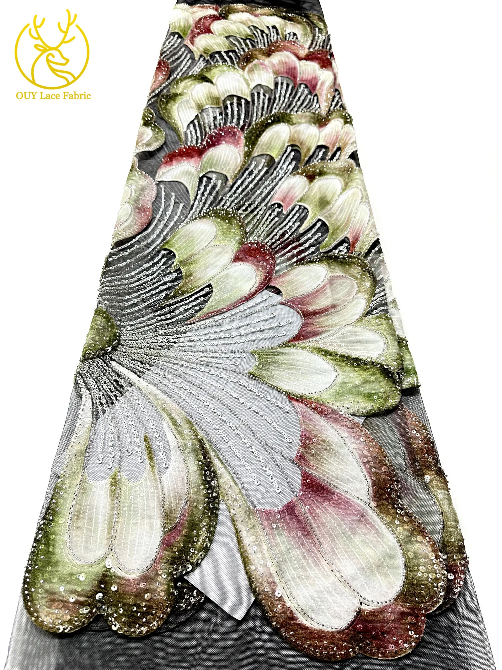 2026 Neues Design Afrikanischer Perlenstickerei-Spitzenstoff 5 Yards Französischer Perlenstickerei-Pailletten-Spitzenstoff zum Nähen von Damen-Abendkleidern – Detail 24