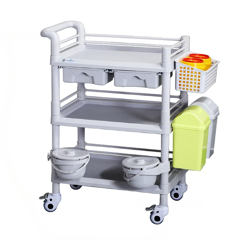 

Plastic Multi-layer Trolley Equipment Operating Room Trolley Medical Hospital Instrument Trolley Mobile Silent Caster Cart