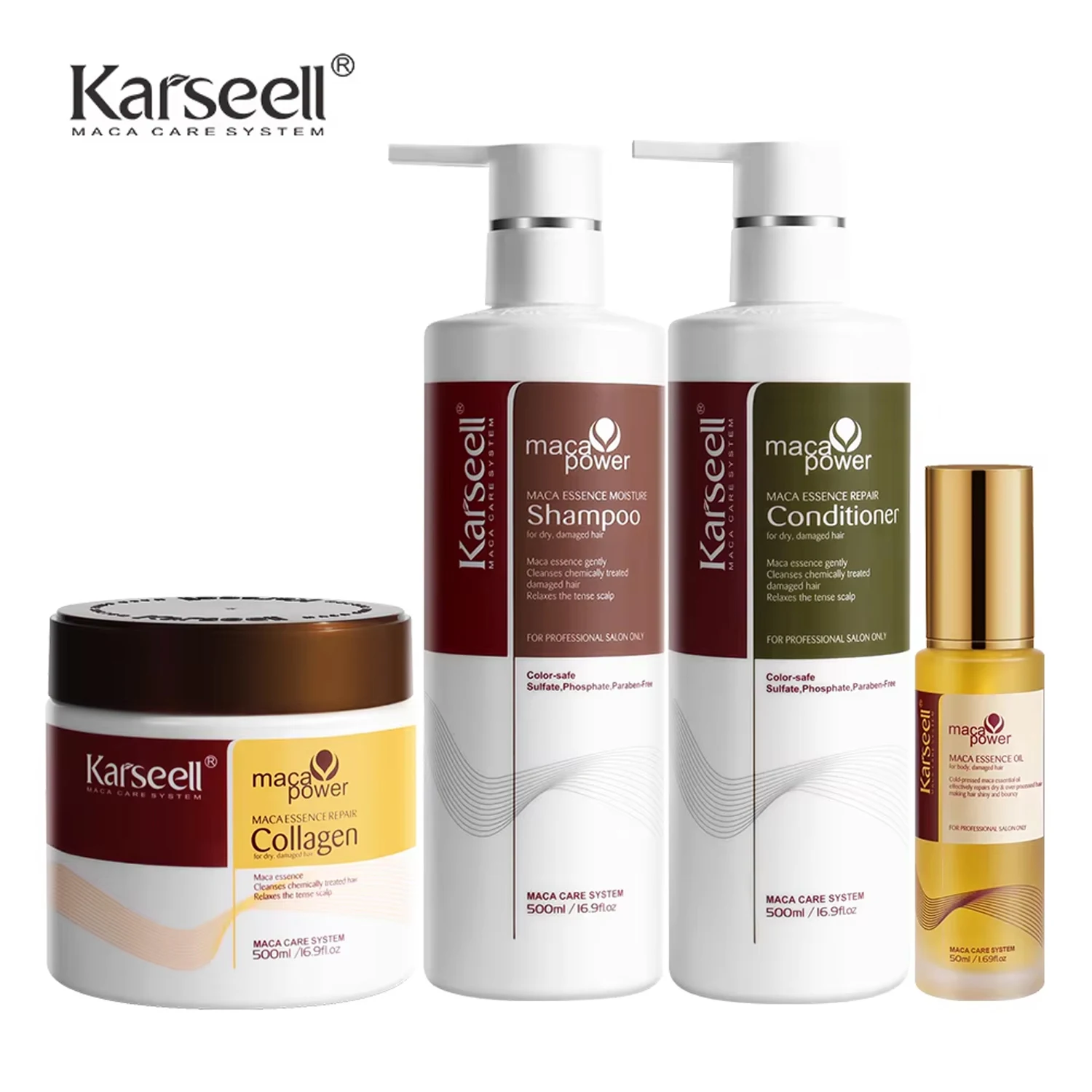 カルセル-コラーゲン-カベロ-アルガン-ヘアオイル-シャンプー＆コンディショナー-ヘアケア製品シリーズ（乾燥・ダメージヘア用、全髪質対応）