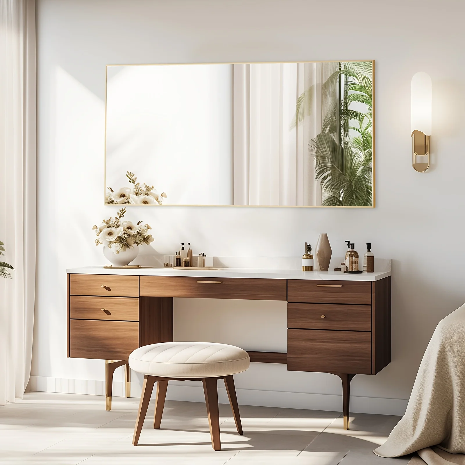 

Mirror Full Length, Floor Mirror with Stand, Aluminum Alloy Frame Full Body Mirror, Standing Hanging or Leaning Against Wall for