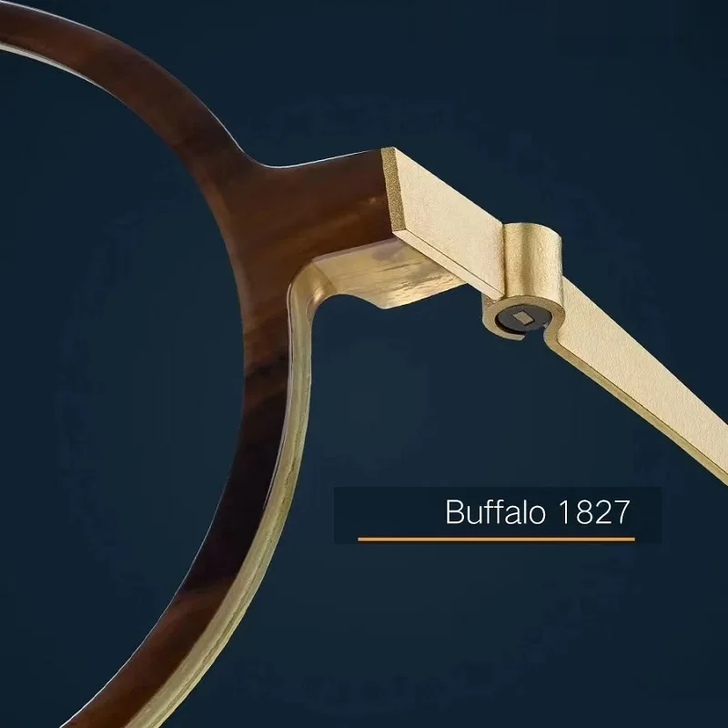 Glasses Frame Men Titanium Eyewear Prescription Eyeglasses Frames Women Round Myopia Optical Oculos Buffalo 1827 Denmark Brand image 3