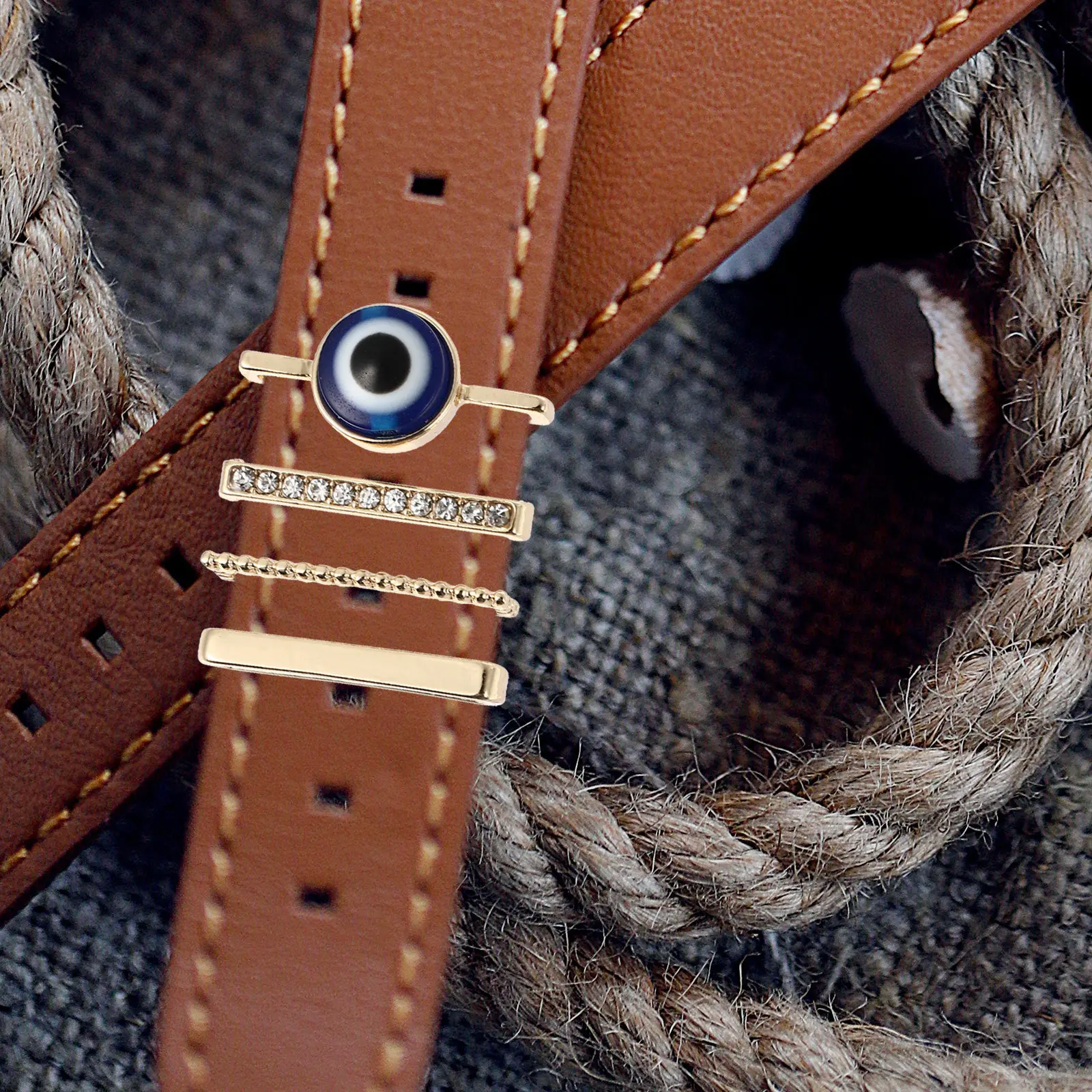 4Pcs Watch Band Charms Decorative Metal Rings Loops Smartwatch Band Accent Watch Strap Charms Watchband Ring