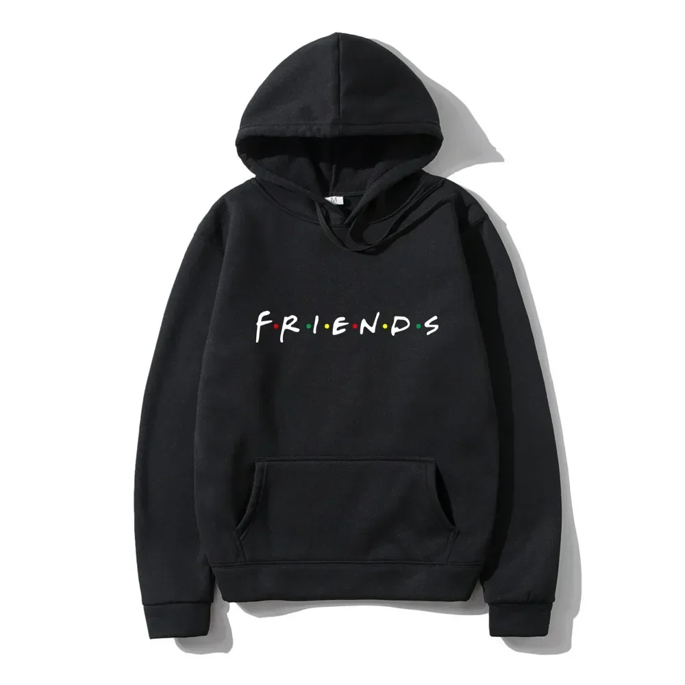 Fashion friends print black Hoodies mens Autumn Long Sleeve Pullover Tops Casual Pocket Hoodies Unisex Outer Loose Sport Wear