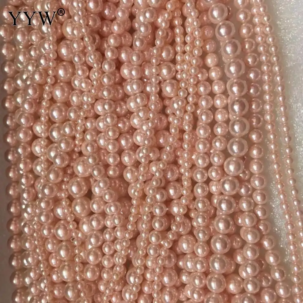 Perlas de concha de Mar del Sur Rosa ligeramente redondas para mujer, cuentas de 4/6/8/10mm, se venden por hilo de aproximadamente 37 Cm, accesorios para hacer joyas