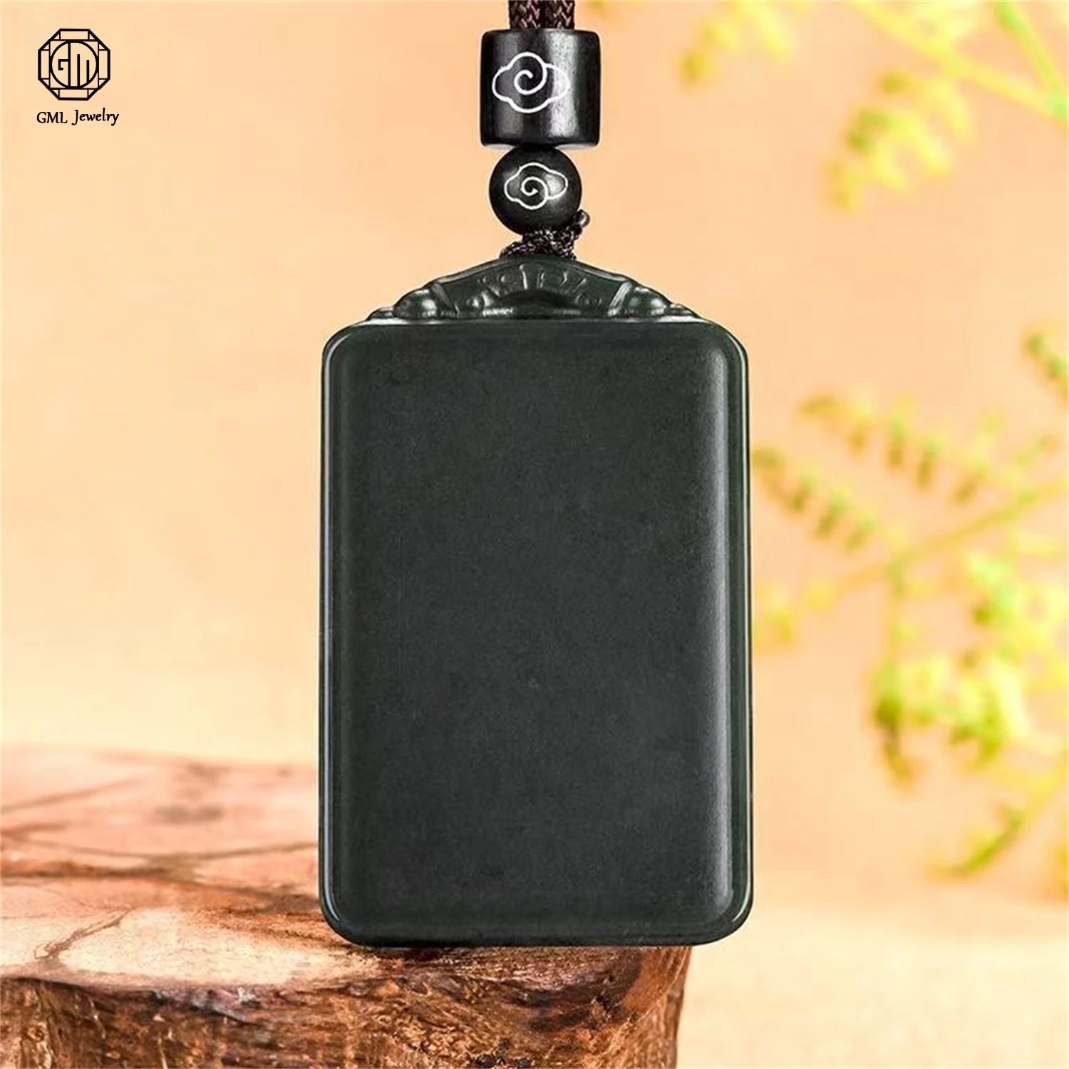 Natural Grade A Jadeite Pea Green Peace Plaque Pendant Ice Translucent Unisex Men Women Gemstone Dark Jade Necklace Jewelry Gift