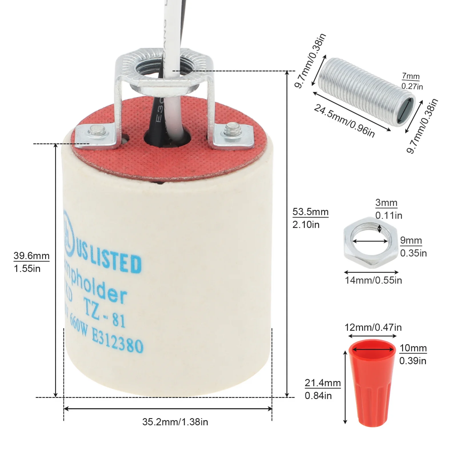 5 Stuks E26 Keramische Stopcontact Hoge Temperatuur Weerstand Porseleinen Lamphouder Voor Gloeilamp Led Gloeilampen