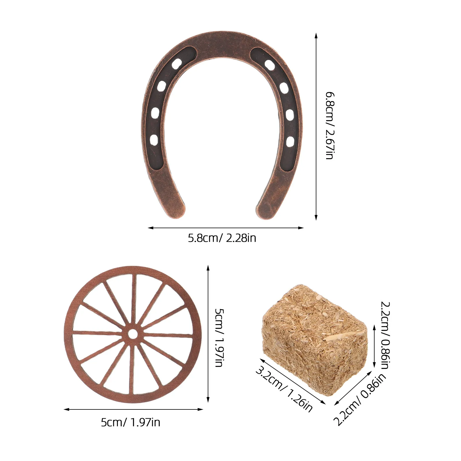 8Sets Horseshoe Western Party Decorations Mini Hay Birthday Cowboy Party Supplies Rustic Wagon Wheel Wall Farmhouse Decor - view 2