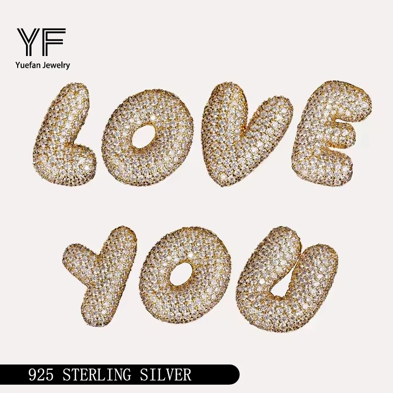 

S925 Silver Moissanite English 26 letter pendants Certified HipHop Style Jewelry Personalized customization Valentine's Day Gift