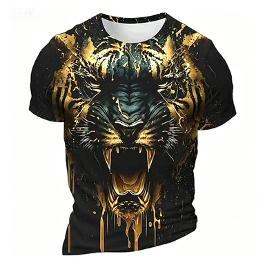 Summer New Splashed Ink Tiger T-shirt Breathable Versatile Niche Tough Guy Top